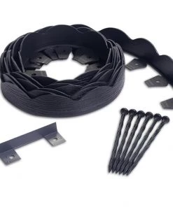 Hot Sale ✔️ EasyFlex 2.5 in. x 20 ft. Scallop Black Woodgrain No-Dig Edging Kit 🤩